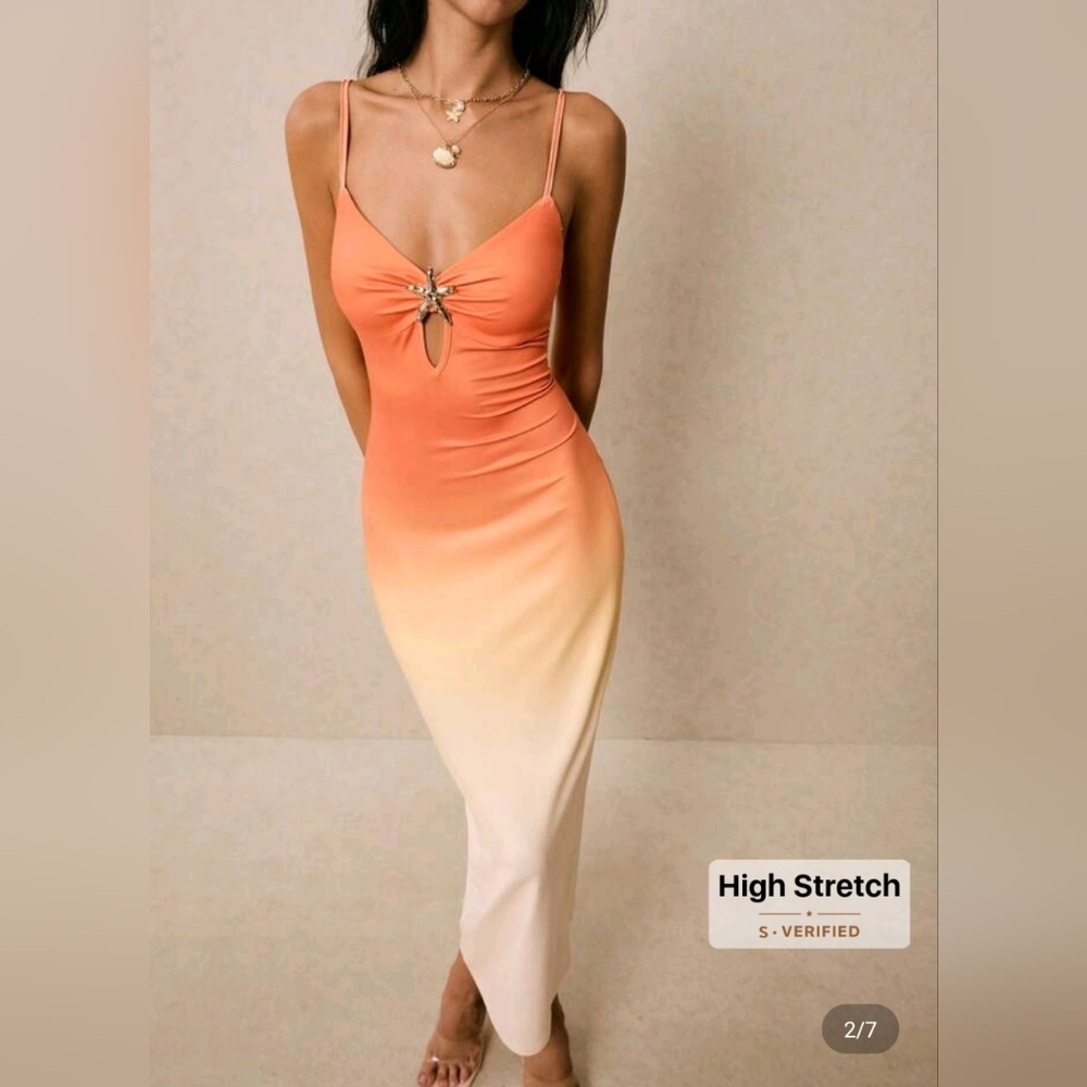 Elegant Ombre Orange and Cream Dress